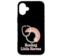 Healing Little Heroes Retro Groovy Pediatric Nurse Rainbow Case for iPhone 16 Plus