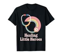 Healing Little Heroes Retro Groovy Pediatric Nurse Rainbow T-Shirt