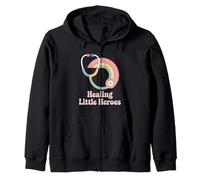 Healing Little Heroes Retro Groovy Pediatric Nurse Rainbow Zip Hoodie