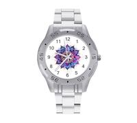 Healing Mandala Quartz Wrist Watch Stainless Steel Watches for Men Women Easy to Read