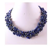 Healing Mineral Stone Chip Beads String Necklace Natural Stone Pink Crystal Quartz Blue Lapis Red Coral Opal Necklace for Women Jewelry Gift Chakra Balance Gemstone Decoration Natural Stones