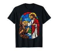 Healing Miracle Stained Glass Scene of Christ and Beggar T-Shirt
