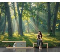 Healing Natural Landscape Wallpaper 200 x 140 cm, Non-Woven Forest Sunshine Photo Wall Mural for Bedrooms, Green Wall Murals Art Decor for Living Room Children's Room Office Decoration