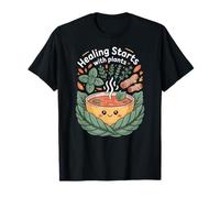 Healing Starts with Plants, Cute Kawaii Cheerful Soup Bowl T-Shirt