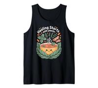 Healing Starts with Plants, Cute Kawaii Cheerful Soup Bowl Tank Top