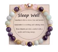 Healing Stone Bracelet for Women Healing Stone Yoga Beads Bracelet Calming Stretch Bracelet Relieves Anxiety Stress Relief Gifts for Women (Sleep Well), One Size, Masonry, None