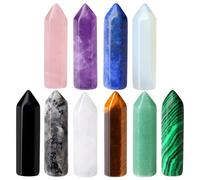 Healing Stones Crystals Set Wands Bulk Natural Quartz Stones for Festival Gifts, Stress Relief Reiki Chakra Healing, Meditation, Balancing Yoga for Beginners Collection (Mixed Colors - 10PCS)