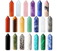 Healing Stones Crystals Set Wands Bulk Natural Quartz Stones for Festival Gifts, Stress Relief Reiki Chakra Healing, Meditation, Balancing Yoga for Beginners Collection (Mixed Colors - 20PCS)