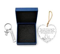 Healing Sympathy Gift, Heart Glass Hanging Keepsake Ornament with Angel Keyring & Gift Box, Delicate Thinking of You Gifts for Friends, Thoughtful Bereavement & Grief Gift for Loss of Loved One