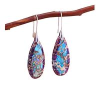 Healing Teardrop Earrings, Purple Sea Sediment Chakra Earrings, Natural Gemstone Dangle Earrings, Inner Peace Meditation Grounding Earrings, Size Around 1 inch