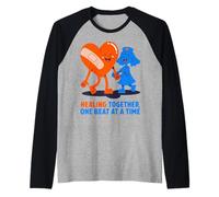 Healing Together Heart and Nurse Design Raglan Baseball Tee