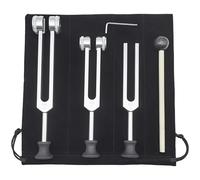 Healing Tuning Fork Set 128 Hz, Aluminum Alloy Sound Forks 128Hz 256Hz 512Hz, Elegant Gold & Silver Finish, Includes Mallet, Pouch & Base For Convenient Carrying