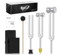 Healing Tuning Fork Set (128Hz, 256Hz, 512Hz) - with Crystal Base for Chakra Adjustment, Sound Healing, Meditation, Yoga, for Spiritual Relaxation
