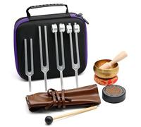 Healing Tuning Forks Set 136.10, 256, 384, 128 Hz Healing Instrument, Sound Therapy Devices with Singing Bowl for Chakra Solfeggio Essential Yoga Meditation Accessories, Healing Gifts for Women Men