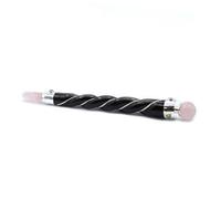 Healing Wand With Silver Rose Quartz Sphere - Twisted Wood Handle, 22Cm