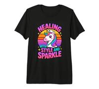 Healing with Style and Sparkle Unicorn Nurse Premium T-Shirt
