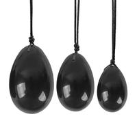 Healing Yoga Exercise Eggs,3Pcs Jade Stone,Natural Obsidian Yoni Egg,Women Postpartum Recovery Massage Black Yoni Stones with Rope for Pregnant Woman Supplies