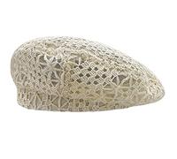 Heallege Lightweight Crochet Beret for Women Solid Color Beret Hat Slouchy Beanie for Head Accessory - Beige