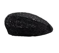 Heallege Lightweight Crochet Beret for Women Solid Color Beret Hat Slouchy Beanie for Head Accessory - Dark