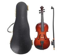 HEALLILY 1 Set Miniature Wooden Violin Model Realistic Desktop Decor with Bow Stand and Case for Home Office Studio Photo Prop