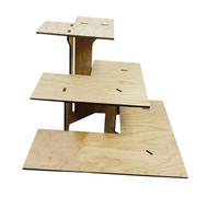 HEALLILY 1 Set Retail Wooden Display Riser: 3 Steps Farmers Market Craft Fair Corner Display Rack - Candle Soap Cups Mugs Tumblers Stand For Craft Shows Curved Table Cupcakes