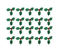 HEALLILY 100pcs Christmas Holly Berry Leaves Iron on Patches Embroidered Applique Sew On Patches for Xmas Costume Confetti Decoration 5cm