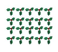 HEALLILY 100pcs Christmas Holly Berry Leaves Iron on Patches Embroidered Applique Sew On Patches for Xmas Costume Confetti Decoration 3cm