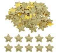HEALLILY 100Pcs Gold Stars for Crafting Cloth Appliques, Star Patches for Decorating and Personalizing Clothing, for Bags and Blouse Repairing with Delicate Cloth Material