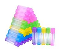 HEALLILY 100pcs Reusable Plastic Lip Balm Empty Tubes with Colored Caps and Bottoms DIY Lipstick Containers for Custom Lip Gloss Making and Craft Projects Makeup Tubes for Women