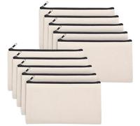 HEALLILY 10pcs Canvas Pencil Cases Blank Sublimation Makeup Bags with Zipper, Practical Heat Transfer Travel Organizer Pouches for DIY Craft and School Use