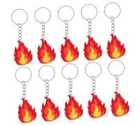 HEALLILY 10pcs Firefighter Flame Key Rings Firefighter Party Decorations Heroic Fireman Key Holder Construction Party Favor