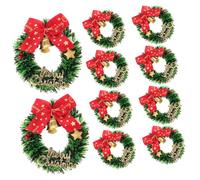 HEALLILY 10pcs Mini Christmas Wreath Ornaments with Bow and Bell Decorations Delicate Miniature Xmas Hanging Wreaths for Home Decor Party Bedroom Versatile Holiday Accessories
