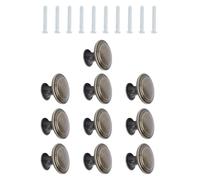 HEALLILY 10pcs Retro Style Round Drawer Pull Handles for Wardrobe and Cabinet, Iron Material Vintage Cupboard Knobs with M4*3mm Screws, Suitable for Drawer Door Handle Replacement