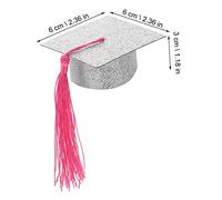 HEALLILY 10pcs Silver Graduation Hat Goblet Covers for Party Decoration Festive Wine Toppers Tassel Doctoral Cap Design Graduation Celebration Accessories for Family Gatherings and Photo