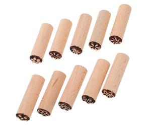 HEALLILY 10pcs Wooden Stamps Floral Pattern Embossing Stamp for Crafts Coffee Color Versatile Application Efficient Pattern Repetition for Pottery Clay and Ceramic Projects