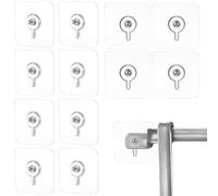 HEALLILY 12 Pcs Self Adhesive Screw Hooks with Strong Adhesive and Acrylic Material, Square Shape Wall Hooks for Bedroom and Living Room, Simple Style, Add Extra Storage Space