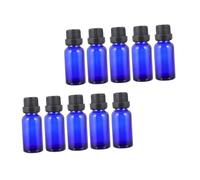 HEALLILY 12PCS 10ML Blue Glass Essential Oil Sub Bottles Big Lid and Drip Hole Stopper, Small Empty Travel Perfume Bottles for Aromatherapy and Oil Diffusers