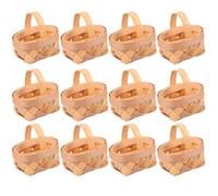 HEALLILY 12pcs Mini Woven Rectangular Wood Color Handwoven Decorative Baskets for Storage and Decoration