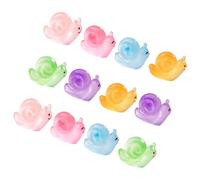 HEALLILY 12Pcs Resin Craft Go Gooey Snails Mini Resin Glitter Snails Figurines with Glow and Sturdy Design, for Desktop and Yard Garden Animal Statues Outdoor