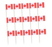 HEALLILY 150pcs Canada Flag Toothpick Flags: Mini Wooden Stick Cupcake Toppers - Double-sided Food Labels For Appetizers Cheese Salads Cake