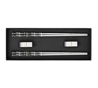 HEALLILY 1set Elegant Stainless Steel Chopsticks Set with Floral Holder Lightweight Reusable Dinner Chopsticks with Rest Polished Surface for Asian Cuisine Sushi Hot Pot Korean BBQ