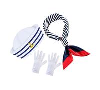 HEALLILY 1Set Sailor Hat and Scarf Set Nautical Costume Accessories for Summer Events Comfortable Lightweight for Adults Includes Hat Scarf and Gloves for Captain Look