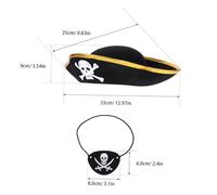 HEALLILY 2 Pcs Pirate Hat and Eye Patch Set for Comfortable Fit Nonwoven Costume Accessories for Halloween Cosplay Masquerade Party Dress Up