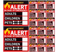 HEALLILY 20 Sheets Emergency Alert Decal Stickers Self-Adhesive Rescue Decal Sticker for People and Pets Providing Crucial Information in Emergency Situations and Households