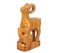 HEALLILY 2027 Zodiac Goat Sculpture Ceramic Ram Figurine with Unique Glaze Flow and Ice Crack Effect, Rounded Form Fengshui Desk Decoration Offering Stability and Durability for Home