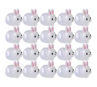 HEALLILY 20pcs Miniature Bunny Figure Resin Ornaments with Realistic Shape White Glow in The Dark, Fine Workmanship, Sturdy and Fade Resistant Decoration for Home and Mini Garden Indoors Or