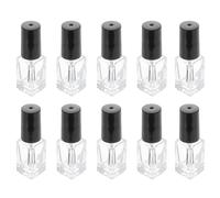 HEALLILY 20PCS Square Glass Nail Polish Bottles with Brush Caps Refillable Transparent Containers for DIY Nail Art Travel Essential Oils Cuticle Oils Storage