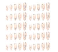 HEALLILY 24pcs European American Style Armor Glue Nails Fire Flame Pattern Rivet Fake Fingernail for Women Manicure Short Reusable Decorative Nails