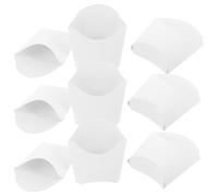HEALLILY 24pcs White Paperboard Disposable Fry Holders, Strong and Sturdy Grease-proof Snack Cups for French Fries, on The Go and Fast-casual Restaurant Use