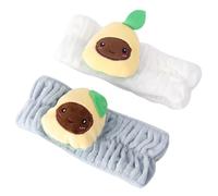 HEALLILY 2pcs Avocado Shape Elastic Hair Headbands, Soft Cloth Material without Shedding, Comfortable Makeup and Face Washing Headbands in White, for Applying Makeup and Running